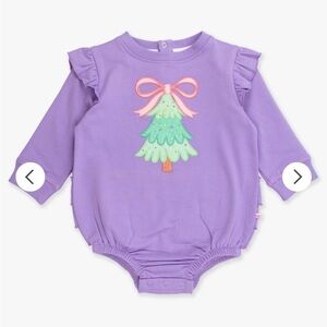 Ruffle Butts Lavender Bodysuit with Festive Tree